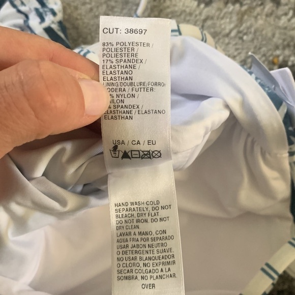 NWT Splendid Stormy Story Lace Up One-Piece Swimsuit tropical print blue white L - Picture 6 of 11